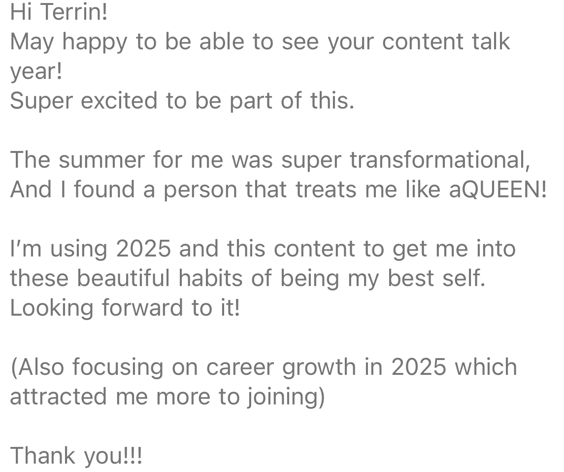 Client: Super excited to be part of this — I found a person who treats me like a QUEEN